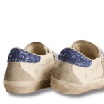 Women's Super-Star LTD in nappa leather with platinum star and blue glitter heel tab